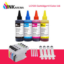 INKARENA 4×100ml Printer Ink + LC123 XL Refillable Ink Cartridges For Brother LC 123 121 125 127 129 DCP-J4110DW J132W J152W 2024 - buy cheap