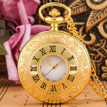 Luxury Noble Golden Quartz Pocket Watch Lady Exquisite Roman Numeral Dial Men Durable Chain Alloy Necklace Pendant Gifts For Mom 2024 - buy cheap