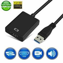 USB 3.0 To HDMI-compatible female Audio Video Adaptor Converter Cable For Windows 7/8/10 PC 2024 - buy cheap