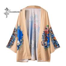 Kimono japonês carpa tradicional cardigan verão impressão solta camisa casual mulher homens kimonos casaco casal yukata kimonos cosplay 2024 - compre barato