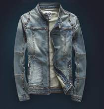 Stand Collar Men's Jean Motorcycle Jacket Blue Cotton Denim Biker Punk Rock Slim Coat Spring Autumn Outwear Drop Shipping 2024 - buy cheap