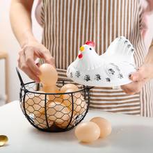 2021 cesta de cerâmica para armazenamento de ovos, cesta de frutas criativa coleção de cerâmica para decoração de galinhas acessórios de cozinha 2024 - compre barato