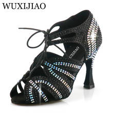 WUXIJIAO-zapatos de baile latino para mujer, nuevas zapatillas de Salsa de diseño único, sandalias con diamantes 2024 - compra barato