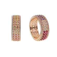Anéis de cor de ouro rosa cz empilháveis, faixas duradouras, tendência, lindo, feminino, presente, joia, anel 2024 - compre barato