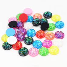 New New New Style !!! 40pcs 12mm Mix Colors Built-in metal foil Flat back Resin Cabochons Cameo 2024 - buy cheap