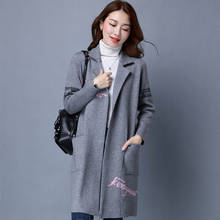 Cardigã longo feminino manga comprida, casaco feminino de malha casual para outono e inverno m295 2024 - compre barato