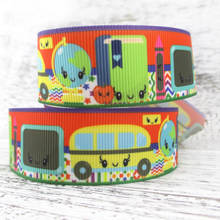 5 Yards Multi Size Back to School Theme Grosgrain Ribbon Apple Bus Printed DIY Wrapping Hair Bow Art Sewing Material,5Y4036 2024 - buy cheap