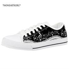 Twoheartsgirl Music Note Design Girl Vulcanized Shoes Woman Low Top Canvas Shoes Piano Print Spring/Autumn Women Sneakers 2024 - buy cheap