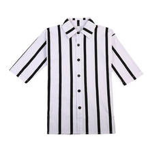 2021 New Spring 1-6Y Baby Girl Striped Single Breasted Long Sleeve Shirt Dress Fashion Buttons Children Kids Outfit Clothes 2024 - buy cheap