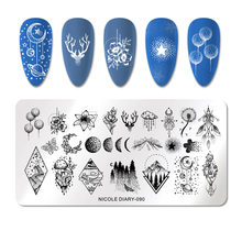 Трафаретная пластина для ногтей NICOLE DIARY, трафаретная пластина для дизайна ногтей с цветами и бабочками 2024 - купить недорого