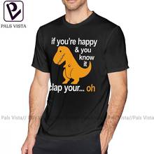 Camiseta de dinosaurio para hombre, camisa con estampado de manos libres, 100 algodón, de talla grande, ropa de calle de manga corta 2024 - compra barato