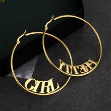 30-70 MM Big Hoop Earrings Custom Name Earings for Women Girl Personalized Stainless Steel Hiphop Pendientes Pendant Jewelry 2024 - buy cheap