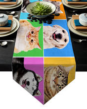 Toalha de mesa decorativa para cães e gatos, bandeira de mesa para festa em casa, toalha e outros ambientes 2024 - compre barato