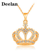 DEELAN-collar con colgante de diamantes de imitación para mujer, colgante con forma de corona, Color oro rosa, cristal austriaco 2024 - compra barato