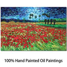Hand Painted Van Gogh Paintings Field of Poppies Canvas Art Modern Landscape Artwork For Bedroom Living Room Decor High Quality 2024 - buy cheap