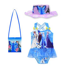 Disney dolls original figure frozen Elsa Anna girl's swimwear Bikini Kids swimsuit girls bath beach One piece figures birthday 2024 - buy cheap