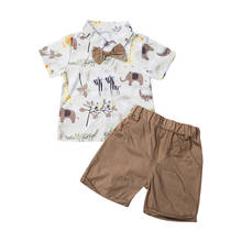 1-4Years Kid Boys Set  Toddler Kid Baby Boy Gentleman Clothes Outfit Animal Print Shirt Tops Shorts Pants Set 2024 - buy cheap