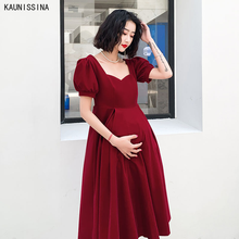 Cocktail Dresses Woman Party Formal Dress for Pregnant Women Burgundy Sweetheart Knee-Length A-Line Vestidos Robe Formal Gown 2024 - buy cheap