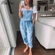Denim Overall Women Summer Jumpsuit Rompers Belted Hole Hollow Out Pocket Women Casual Fashion Female Pant Fashion 2021 Jumpsuit 2024 - buy cheap