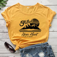 Женская футболка с надписью «Follow Your Heart», Повседневная летняя футболка с коротким рукавом и графическим принтом, 90s 2024 - купить недорого