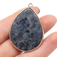 Pedra natural gota de água forma flash labradorite pingente charme para diy colar brinco jóias que faz a mulher tamanho do presente 30x45mm 2024 - compre barato