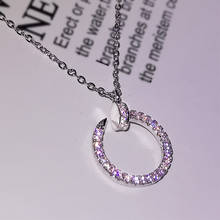 Cute Nail Pendant With Bling Zircon Stone Necklace for Women Long Chain S925 Silver Necklace Choker Fashion Jewelry 2024 - buy cheap