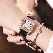 Relojes de lujo con esfera cuadrada y diamantes de imitación para mujer, pulsera de cuarzo de cuero informal a la moda, reloj femenino 2024 - compra barato