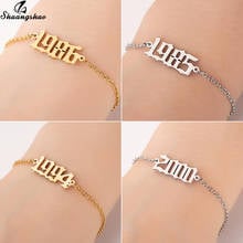 Shuangshuo Stainless Steel Year Number Bracelets Bangles for Women Birthday Gifts Jewelry Year 1980-2000 pulsera 2024 - buy cheap