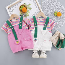 Crianças verão roupas do bebê meninas arco-íris camisa bib calças 2 pçs/sets infantil crianças da forma da criança roupas de treino 0-4 anos 2024 - compre barato