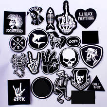 Rock Music Patch Clothes Iron On Embroidered Patches For Clothing Punk Skull Stripe Appliques For Diy T-shirt Badges Stripe 2024 - buy cheap