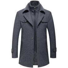 Autumn Winter Men's Wool Jacket Autumn Mens Long Windproof Wool Coat Casual Thick Slim Jacket Male 2024 - buy cheap
