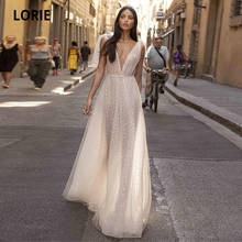 LORIE boda Vestido Boho vestido 2020 profundo cuello en V Apliques De encaje De novia vestido sin mangas Custome hecho trajes De Mariée De talla grande 2024 - compra barato