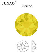 JUNAO-diamantes de imitación de cristal citrino SS10 16 20 30, gemas de cristal para uñas, apliques de diamantes sin fijación térmica 2024 - compra barato