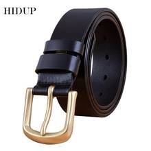 HIDUP Men's Simple Design Brass Pin Buckle Metal Belts Jean Accessories Quality Cow Skin Cow Genuine Leather Belt for Men NWJ801 2024 - buy cheap