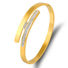 Luxury Stainless Steel Bracelets Bangles For Women Girls CZ Crystal Parallel Bangle Jewelry Cuff Bracelet Gift 2024 - buy cheap
