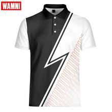 Теннисная футболка WAMNI, модная мужская рубашка-поло с градиентом 3D для молодежи, повседневная спортивная рубашка-поло с отложным воротником в полоску с коротким рукавом для мужчин 2024 - купить недорого
