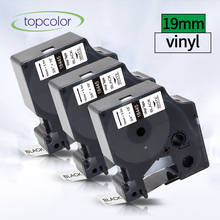 Topcolor 3PK Permanent Vinyl Label Maker 18445 Compatible Dymo Rhino Label Tapes 19mm Black on White Industrial Cable Label 5200 2024 - buy cheap