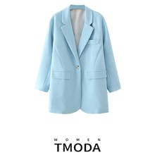 Tmoda426 za blazer feminino formal escritório com bolsos jaqueta azul céu claro casacos femininos blazer formal feminino 2024 - compre barato