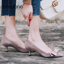 Bescone novo escritório mulher bombas borboleta-nó decoração de alta qualidade elegante sapatos confortáveis deslizamento bombas bo599 2024 - compre barato