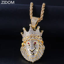 Men Hip Hop Iced out bling crown of lion Pendant Necklaces Pave setting zircon Fashion Charm Necklace male Hiphop jewelry gifts 2024 - buy cheap