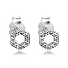 QANDOCCI 925 Sterling Silver Earrings Sparkling Honeycomb Hexagon Stud Earrings for Women Fashion Jewelry berloques brincos 2024 - buy cheap