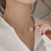 Ожерелье в виде Снежинки из настоящего серебра 925 пробы с подвижным цирконием, милые ожерелья с подвеской в виде снежинки для женщин и девочек, рождественские подарки 2024 - купить недорого