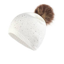 Женские подарки со стразами, шипованные, эластичный плюшевый шар, уличная мода, Мягкая Повседневная вязаная шапка, повседневная, осенне-зимняя теплая 2024 - купить недорого
