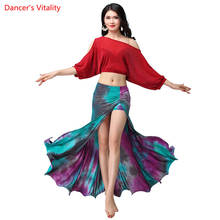 Falda de algodón para mujer, Top de hilo de red de Línea Plateada profesional, conjunto de danza del vientre para niña 2024 - compra barato