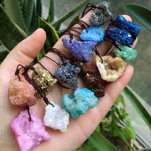 Small Pendulum Natural Stone Necklace Colorful Agates Quartz Irregular Geode Rock Crystal Pendant Necklace Reiki Healing Jewelry 2024 - buy cheap