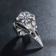 Viking Retro Stainless Steel Crow Ring Fashion Personality Triangle Rune Animal Accessories Boyfriend Gift Wholesale 2024 - buy cheap