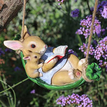 Nordic Creative Resin Swing Animal Rabbit Decoration Pastoral Gardening Garden Home Decorat Ornaments 2024 - buy cheap