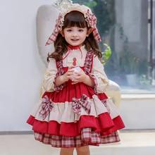 Оригинальное осенне-зимнее платье для маленьких девочек в стиле Лолиты, Детский костюм принцессы с длинными рукавами в стиле ретро, детская одежда 2024 - купить недорого