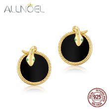 ALLNOEL Solid 925 Sterling Sliver Earring For Women Black Onyx Green Nano Zircon Snake Earring  Engagement Fine Jewelry New Gift 2024 - buy cheap