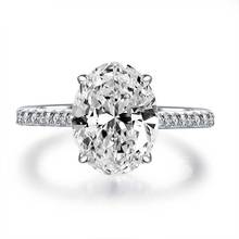 Anéis de luxo com corte oval em 3ct de diamante, para mulheres, prata esterlina 925, joia de dedo para noivado 2024 - compre barato